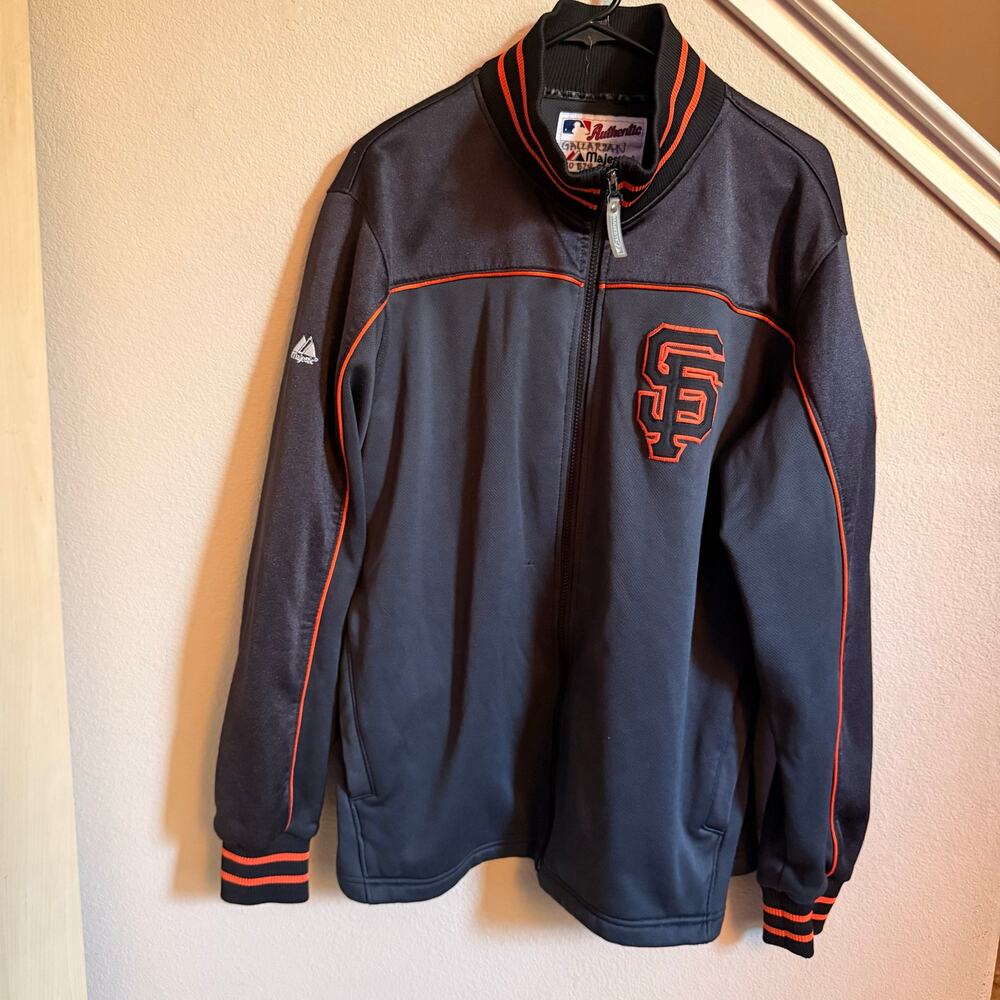 Majestic Sz L Men San Francisco Giants Authentic Full Zip Jacket